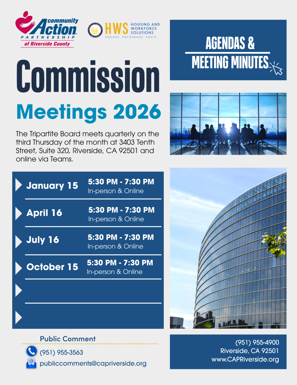 Commission Meeting Schedule 2026